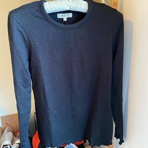 Madewell Black Long Sleeve Ruffle Tee